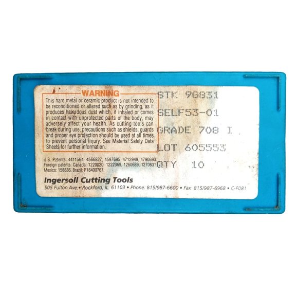 Ingersoll Carbide Milling Inserts STK9G831 Square Partial Box of 8 Never Used - Picture 4 of 5